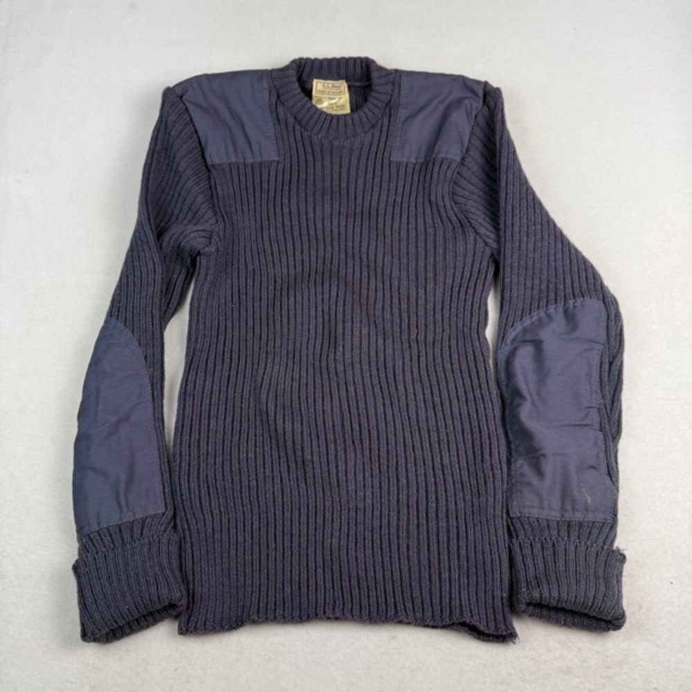 LL Bean Commando 100% Wool Sweater Ribbed Knit Men's Size Med Long